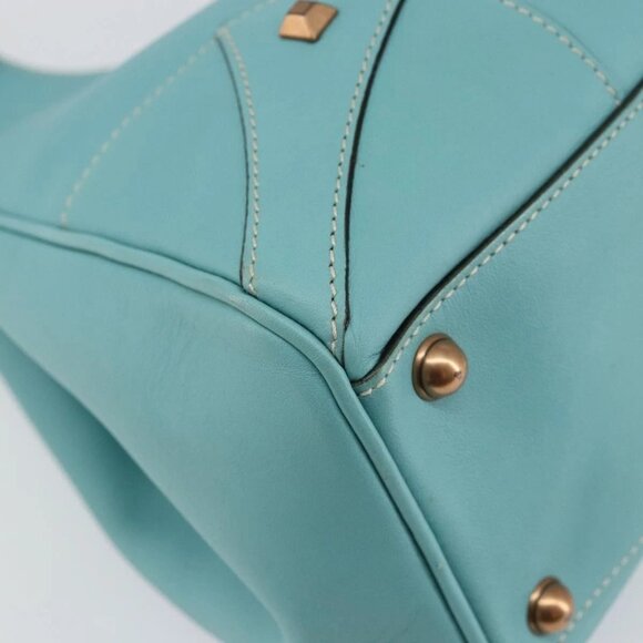 GUCCI New Jerky Shoulder Bag Leather Blue Gold 124407 Auth 147486 - Picture 5 of 16